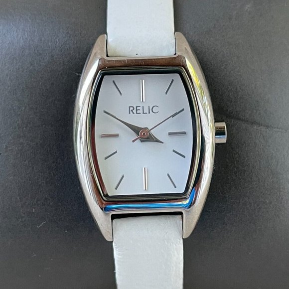 Relic Ladies Wristwatch White Genuine Leather Band Quartz Analog Watch - Picture 1 of 10